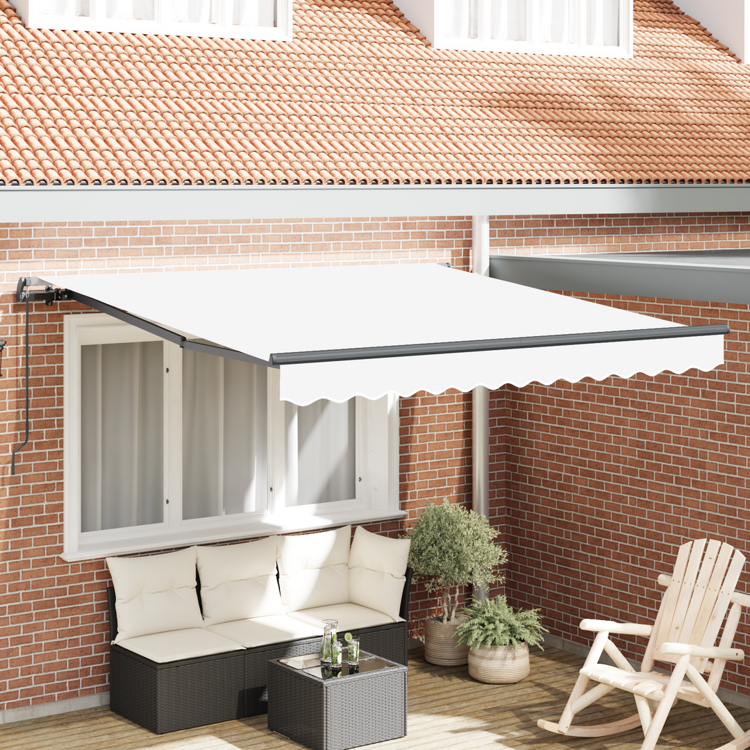 Udtrækkelig markise Hvid 300 x 250 cm Polyester og Aluminium
