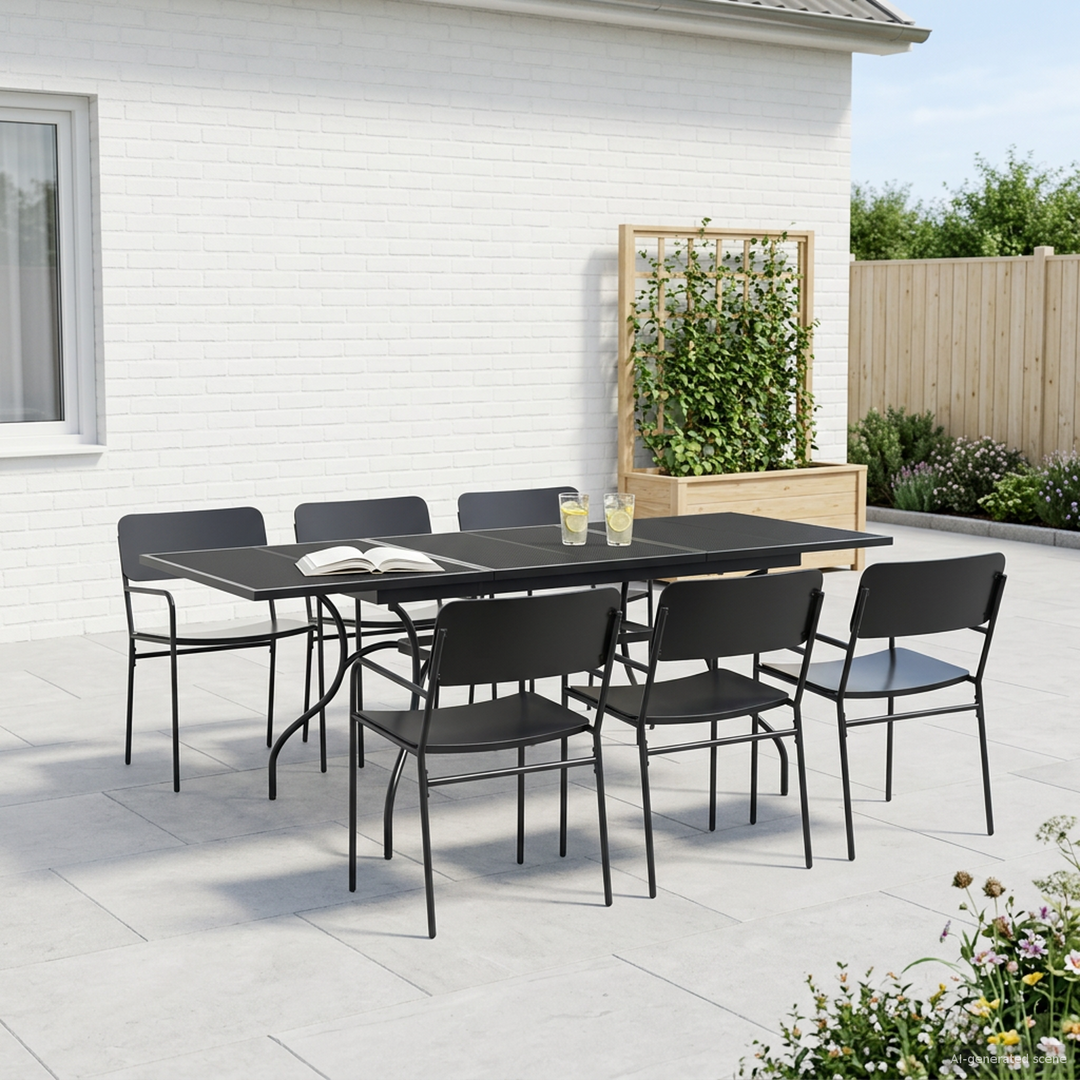 Udvidelig Mesh Spisebord Antracit 212 x 90 x 76 cm Stål