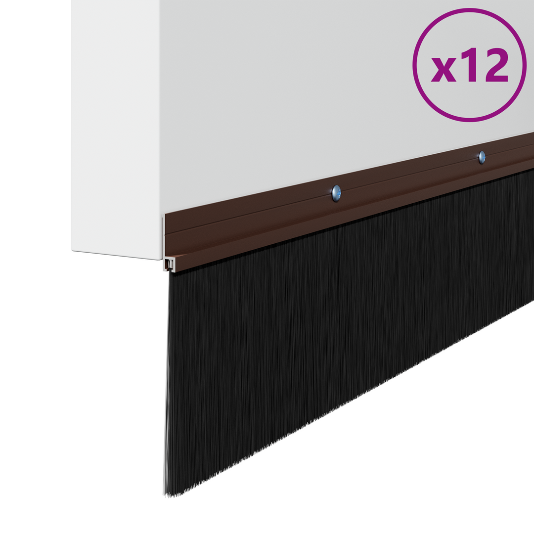 Skruemonterede dørbørste tætninger 12 pcs Brun 100 cm