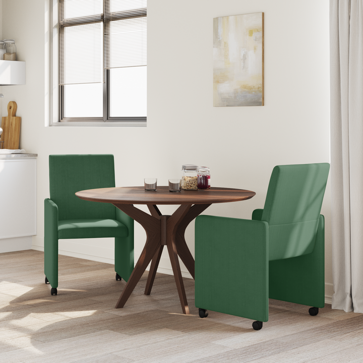 Spisebordsstole med hjul 2 pcs Grå grøn 57 x 66 x 94 cm