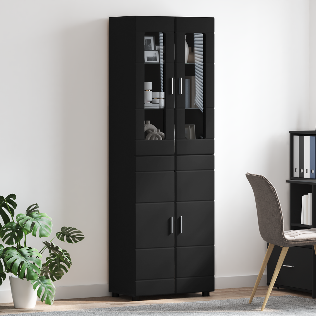 Highboard med dør FLORIN Sort 60 x 35 x 182 cm Konstrueret træ