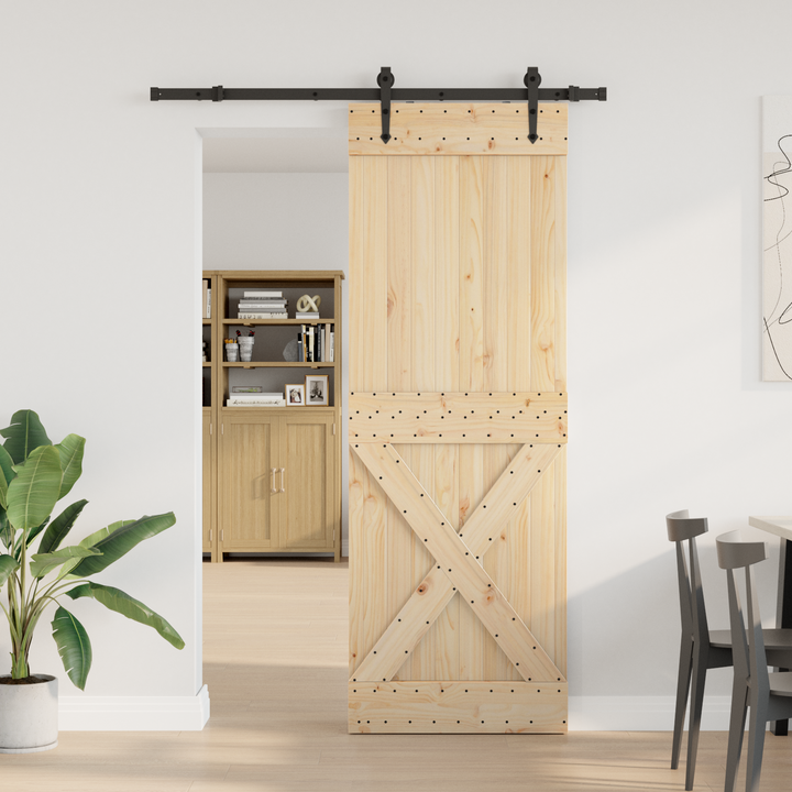 Skydedør NARVIK Naturfarvet og sort 80 x 210 cm (152,5 cm)