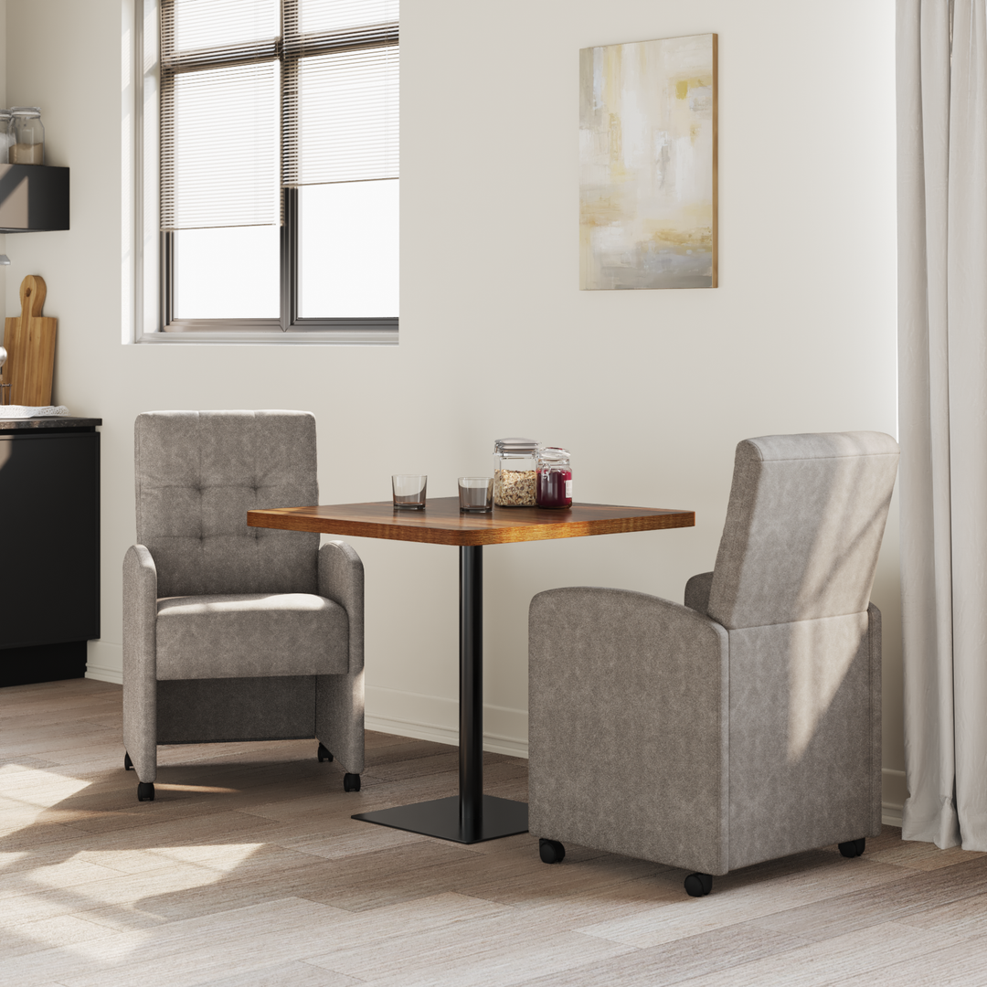 Spisebordsstole med hjul 2 pcs Grå 58 x 67 x 97 cm Kunstlæder