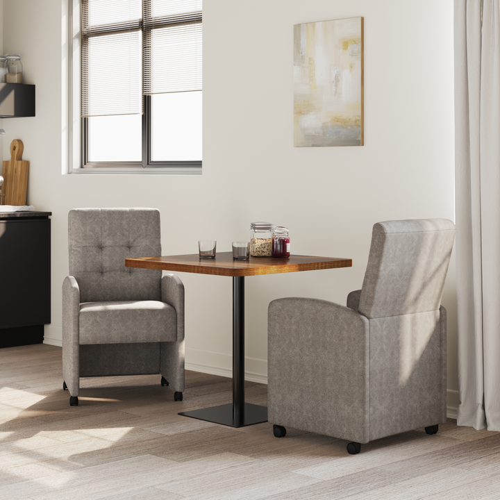 Spisebordsstole med hjul 2 pcs Grå 58 x 67 x 97 cm Kunstlæder