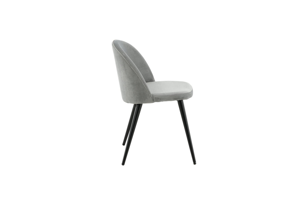 Venture Home Velvet Dining Chair 2-pack - Light Grey Velvet / Black Legs- (UK)