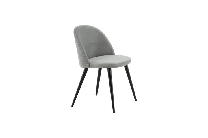 Venture Home Velvet Dining Chair 2-pack - Light Grey Velvet / Black Legs- (UK)