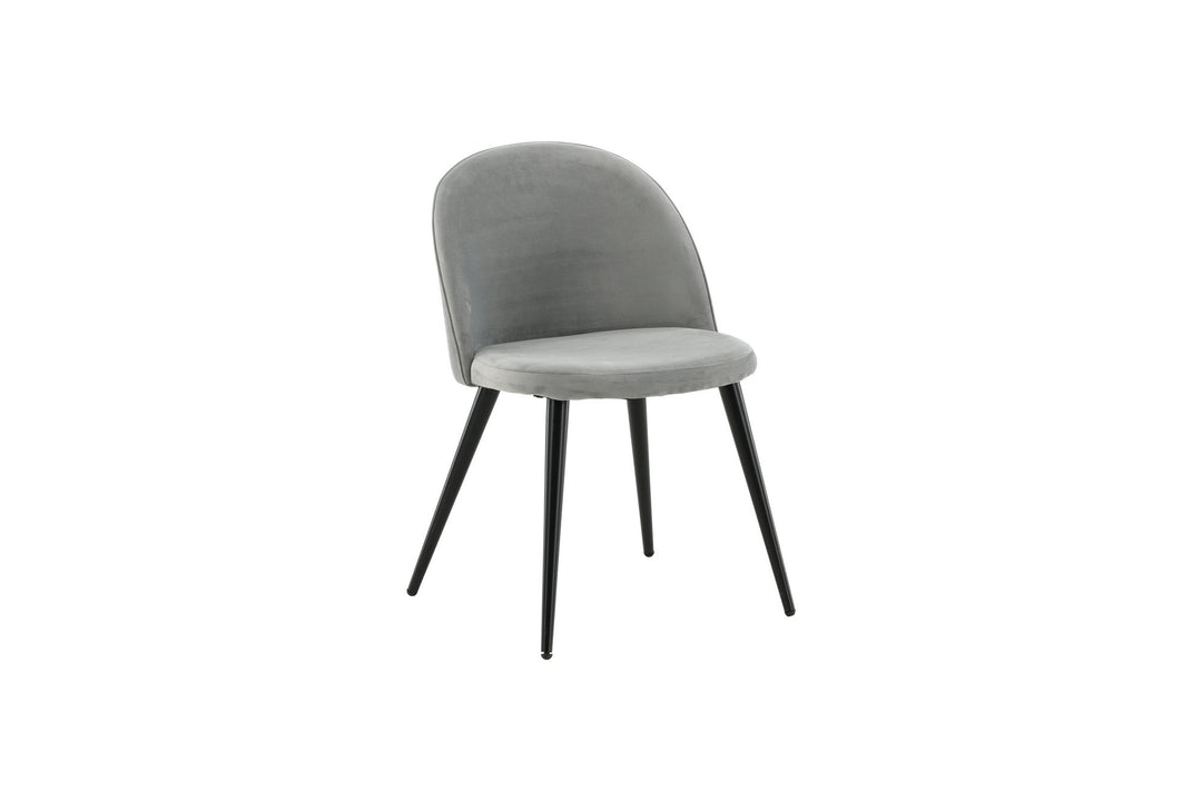 Venture Home Velvet Dining Chair 2-pack - Light Grey Velvet / Black Legs- (UK)