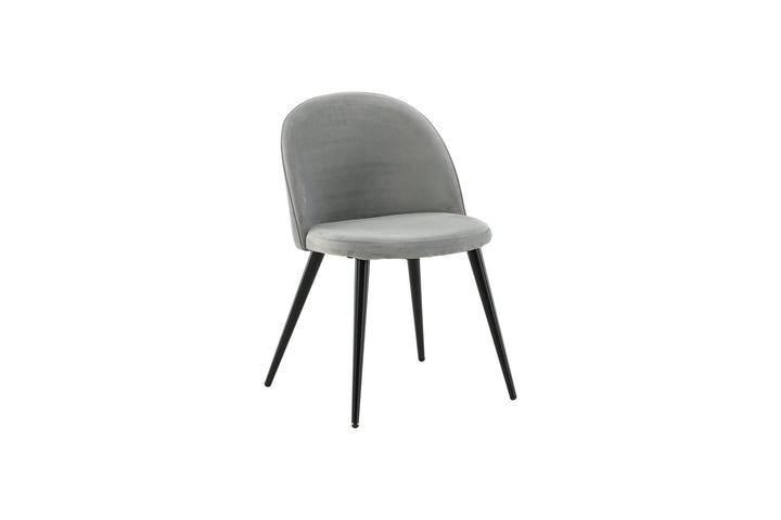 Venture Home Velvet Dining Chair 2-pack - Light Grey Velvet / Black Legs- (UK)
