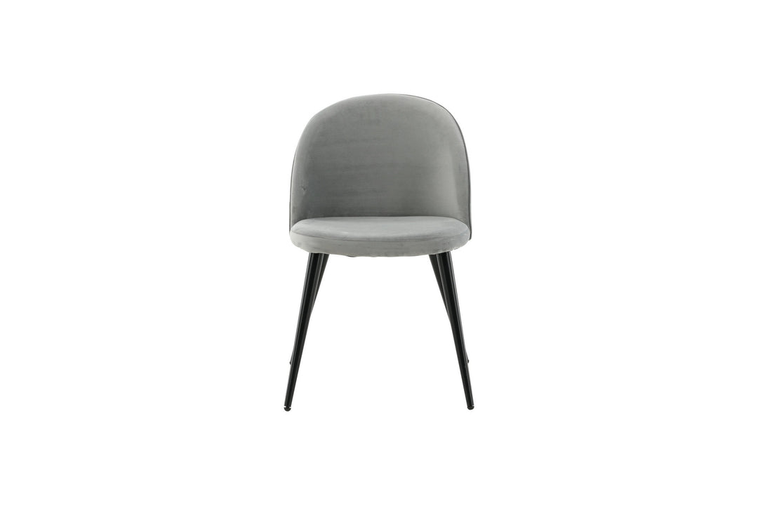 Venture Home Velvet Dining Chair 2-pack - Light Grey Velvet / Black Legs- (UK)