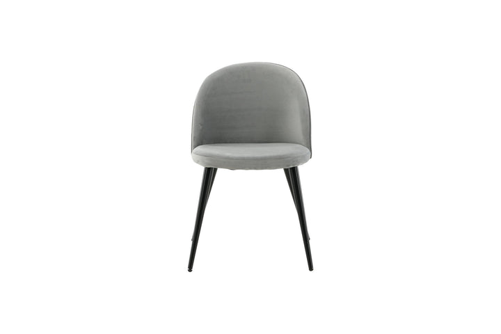 Venture Home Velvet Dining Chair 2-pack - Light Grey Velvet / Black Legs- (UK)