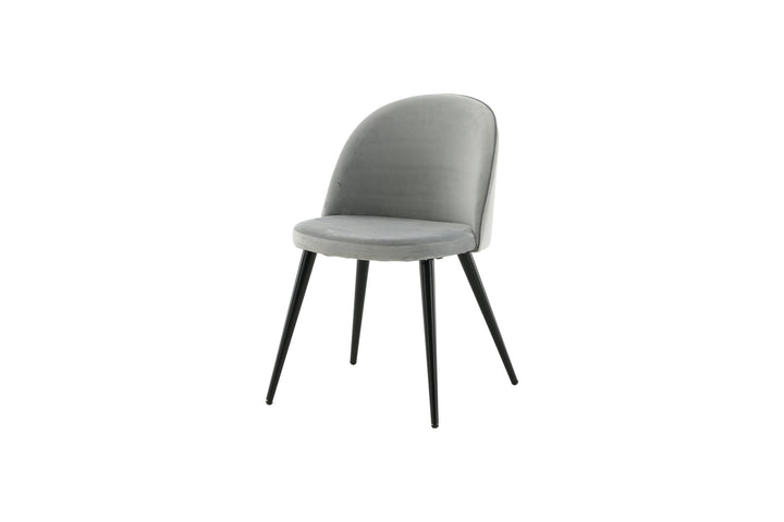 Venture Home Velvet Dining Chair 2-pack - Light Grey Velvet / Black Legs- (UK)