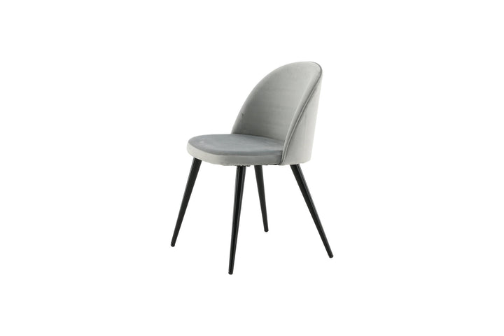 Venture Home Velvet Dining Chair 2-pack - Light Grey Velvet / Black Legs- (UK)
