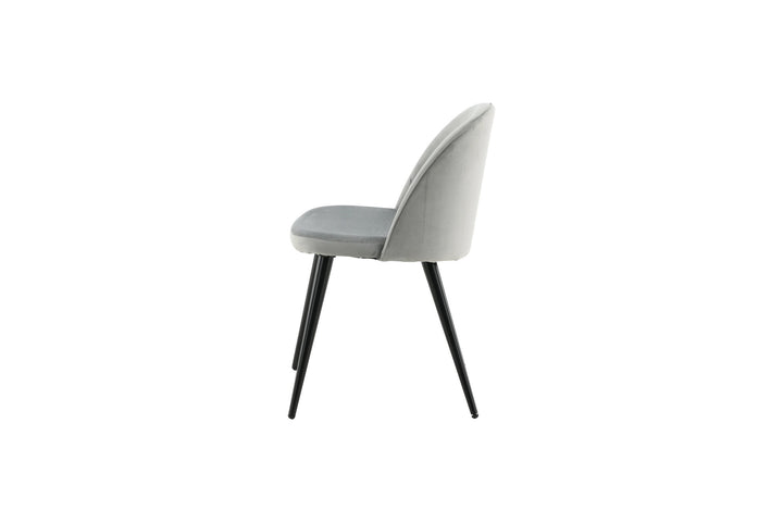 Venture Home Velvet Dining Chair 2-pack - Light Grey Velvet / Black Legs- (UK)