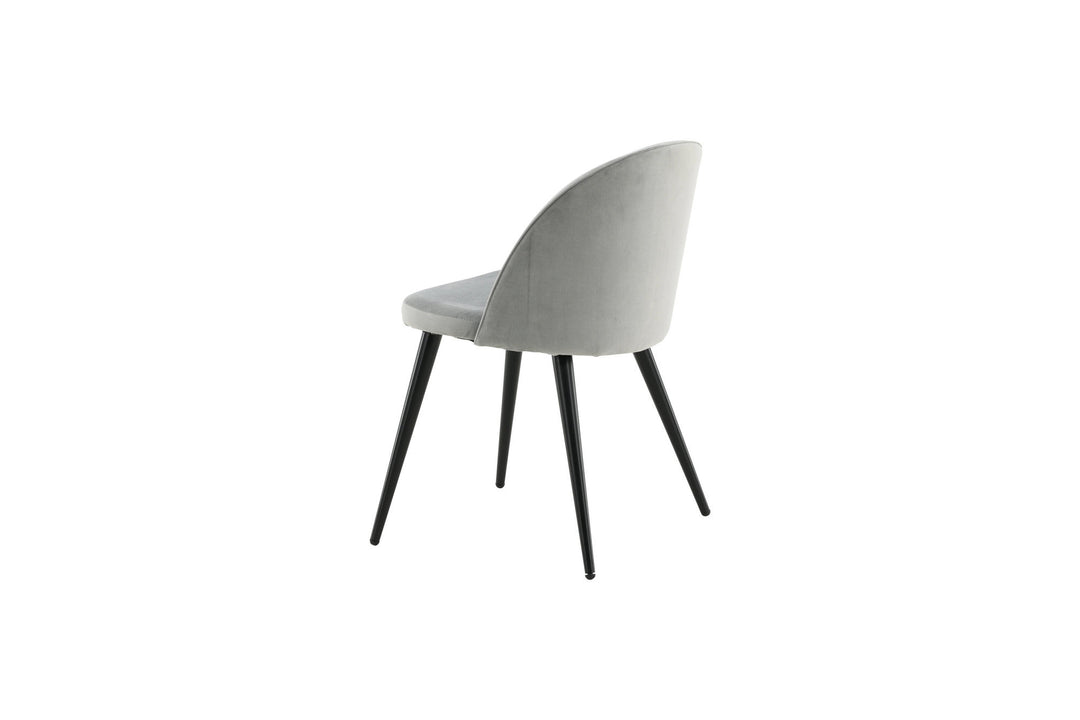 Venture Home Velvet Dining Chair 2-pack - Light Grey Velvet / Black Legs- (UK)