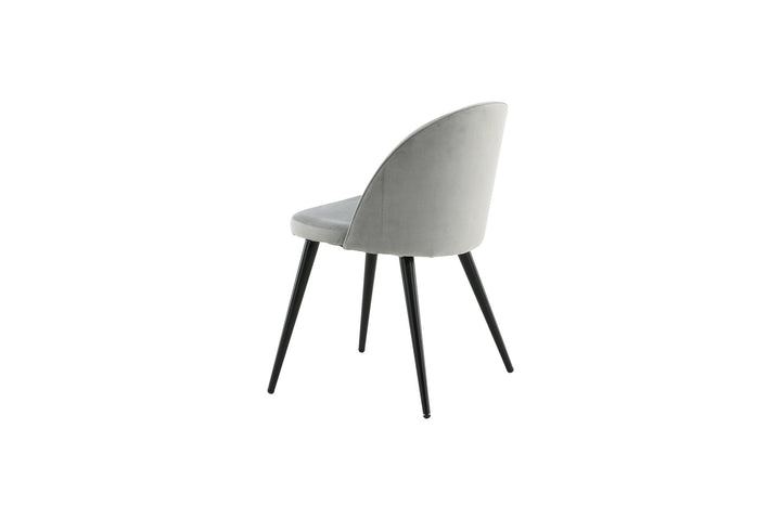 Venture Home Velvet Dining Chair 2-pack - Light Grey Velvet / Black Legs- (UK)