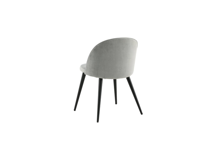 Venture Home Velvet Dining Chair 2-pack - Light Grey Velvet / Black Legs- (UK)