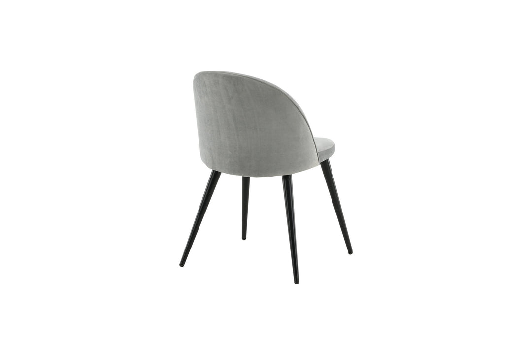 Venture Home Velvet Dining Chair 2-pack - Light Grey Velvet / Black Legs- (UK)