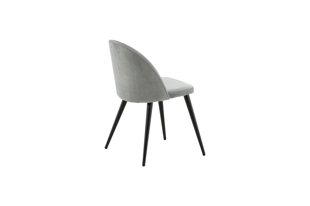Venture Home Velvet Dining Chair 2-pack - Light Grey Velvet / Black Legs- (UK)
