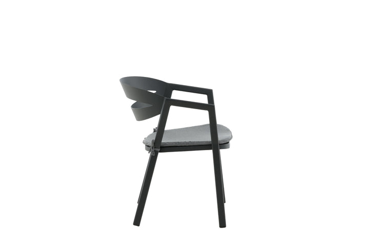 Venture Home Slit - Dining Chair inc Cushion- Black /Grey - Aluminium -