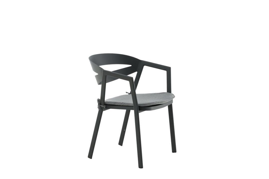 Venture Home Slit - Dining Chair inc Cushion- Black /Grey - Aluminium -