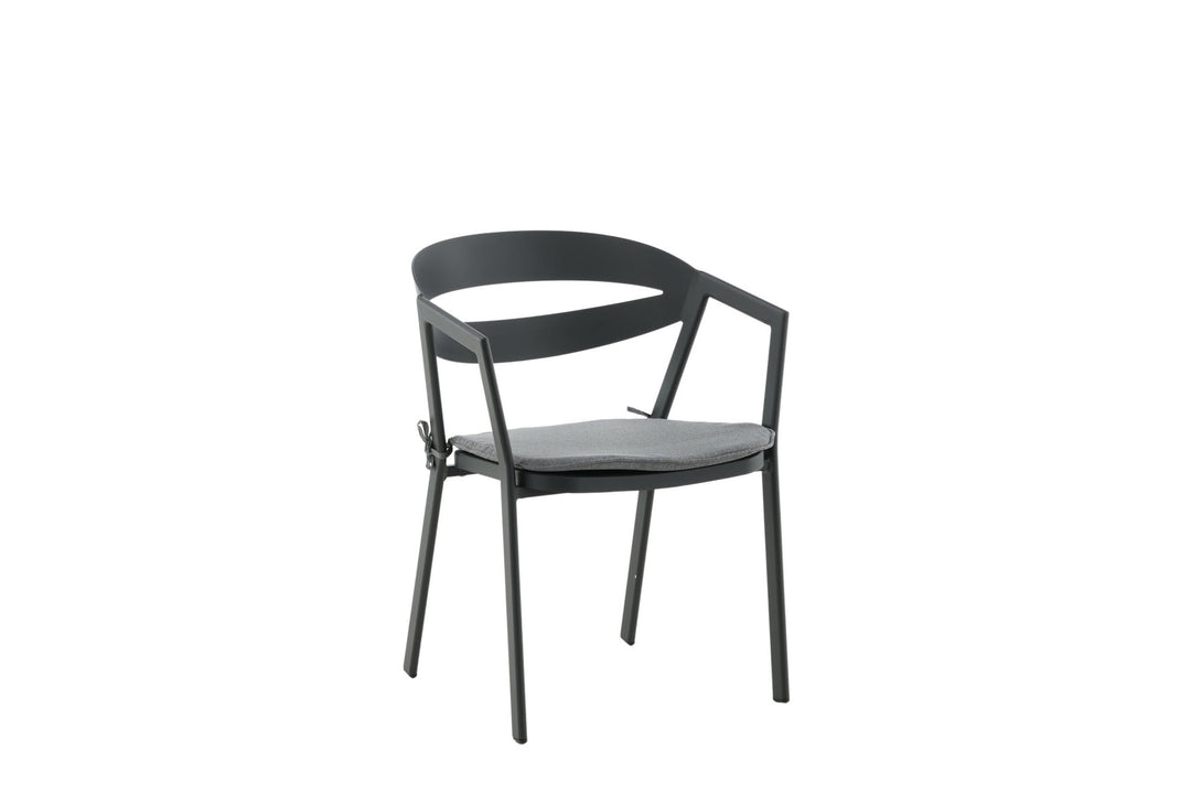 Venture Home Slit - Dining Chair inc Cushion- Black /Grey - Aluminium -