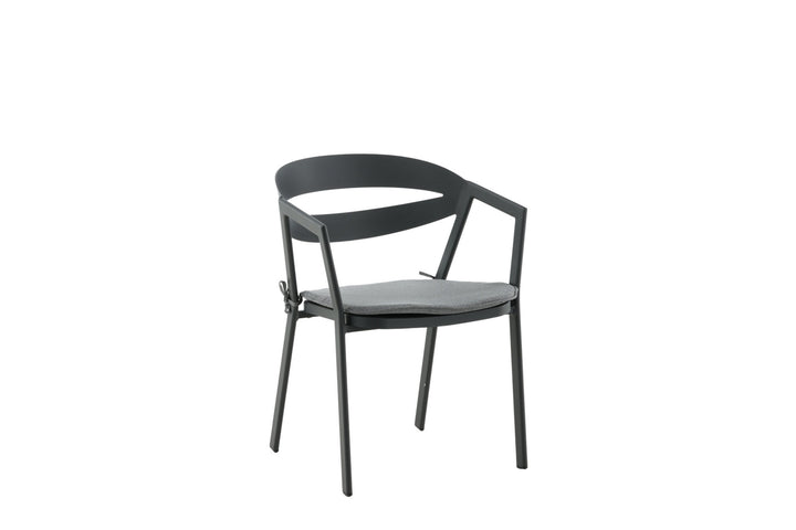 Venture Home Slit - Dining Chair inc Cushion- Black /Grey - Aluminium -