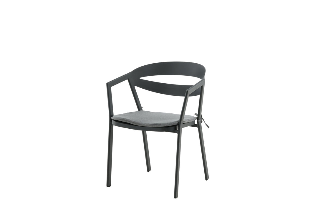 Venture Home Slit - Dining Chair inc Cushion- Black /Grey - Aluminium -