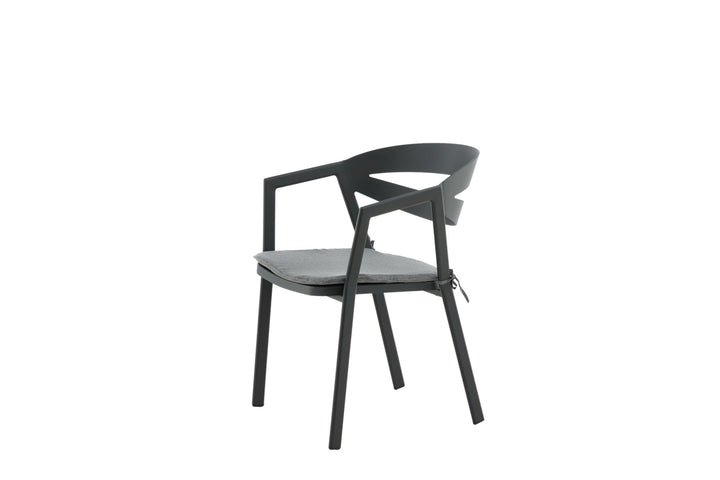 Venture Home Slit - Dining Chair inc Cushion- Black /Grey - Aluminium -