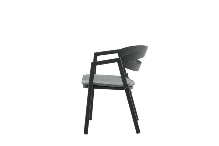 Venture Home Slit - Dining Chair inc Cushion- Black /Grey - Aluminium -