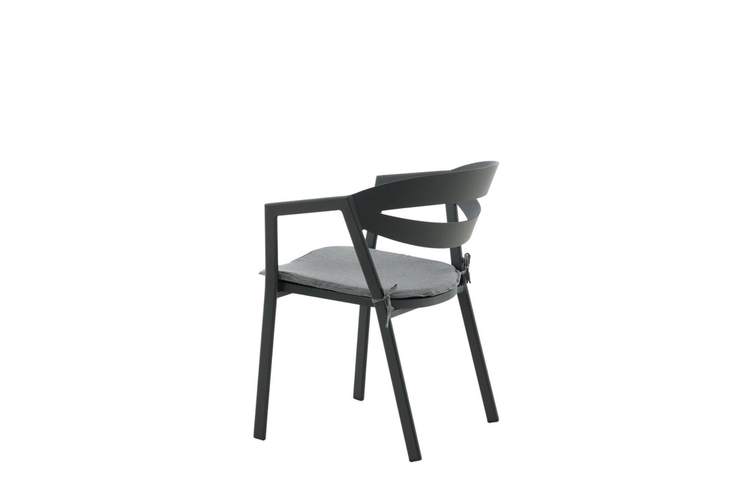 Venture Home Slit - Dining Chair inc Cushion- Black /Grey - Aluminium -