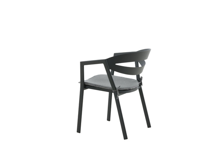 Venture Home Slit - Dining Chair inc Cushion- Black /Grey - Aluminium -
