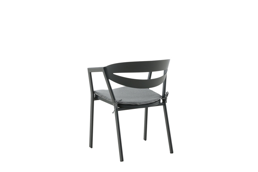 Venture Home Slit - Dining Chair inc Cushion- Black /Grey - Aluminium -
