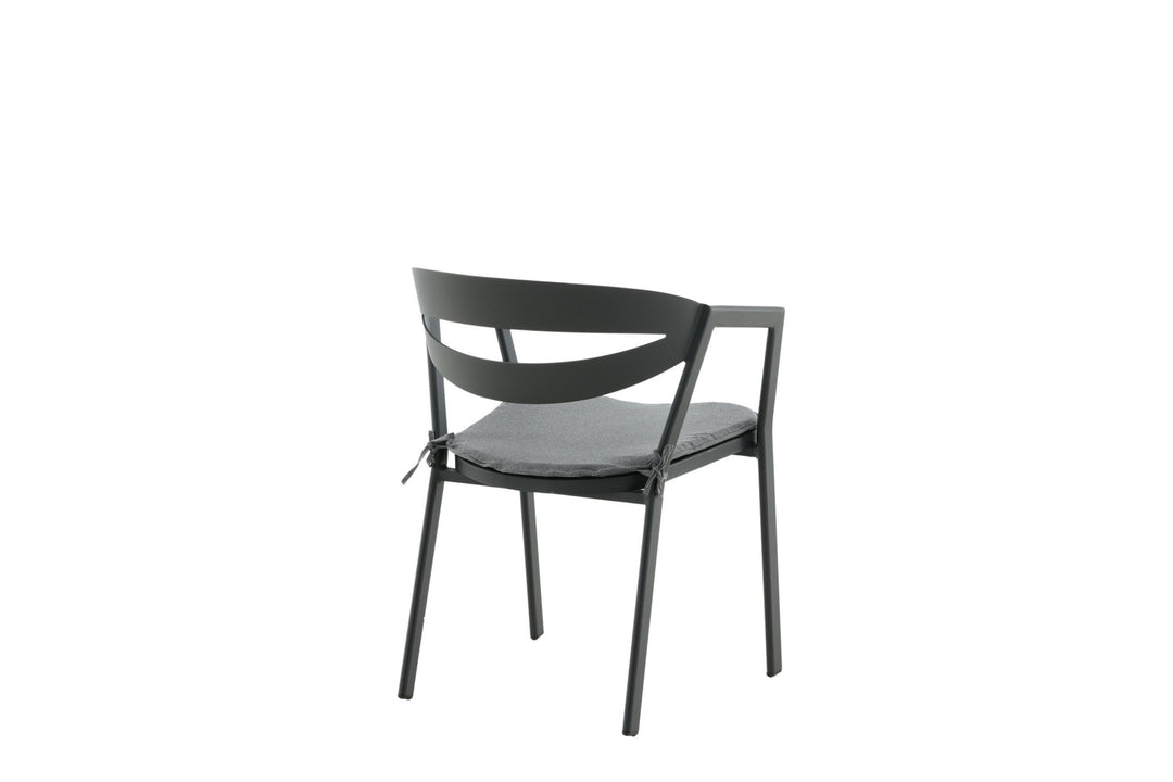 Venture Home Slit - Dining Chair inc Cushion- Black /Grey - Aluminium -