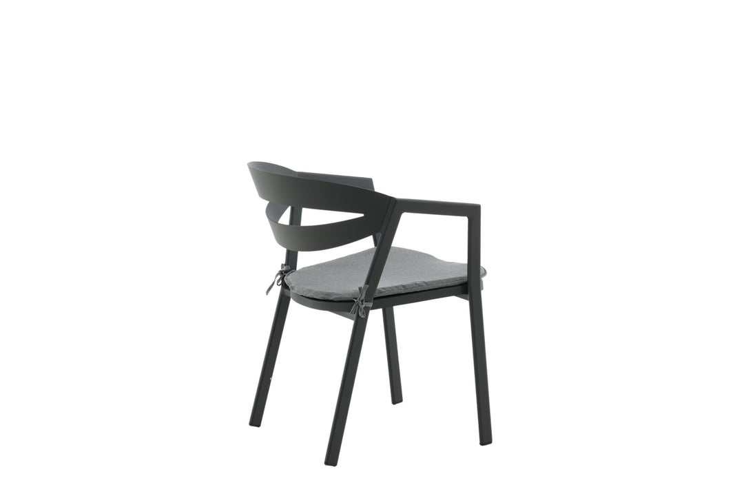 Venture Home Slit - Dining Chair inc Cushion- Black /Grey - Aluminium -
