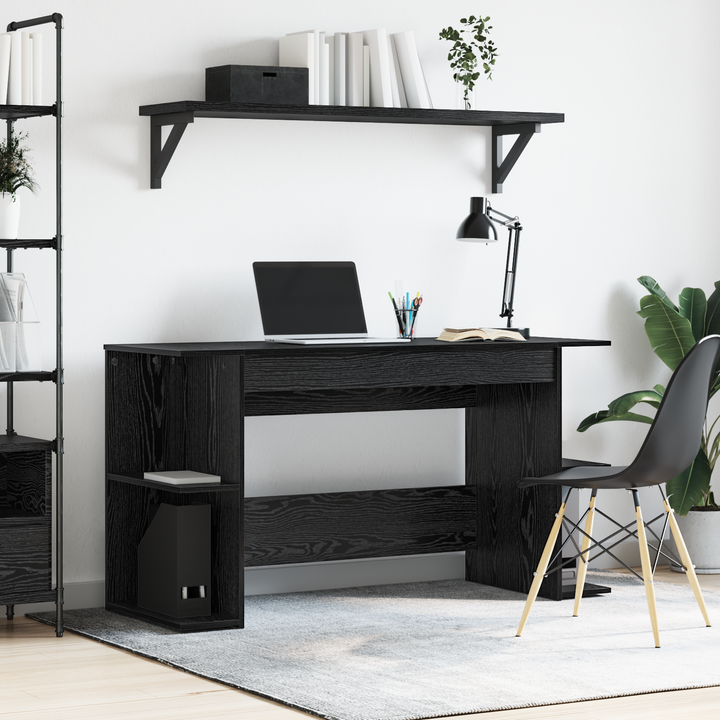 Bord med hylde Sort eg 140 x 50 x 75 cm Konstrueret træ