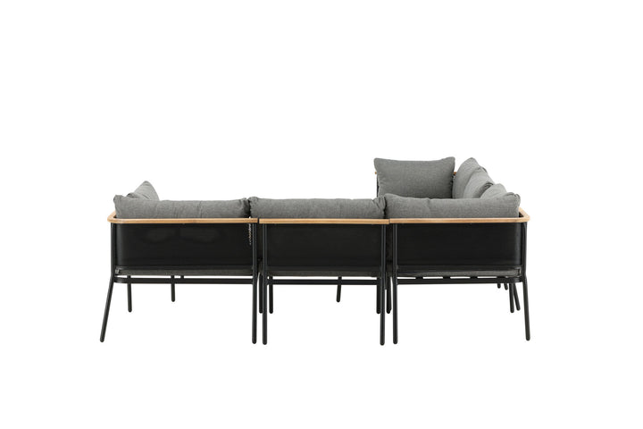 Venture Home Nettan - Corner sofa set - black Steel / Grey Cushion / Teak
