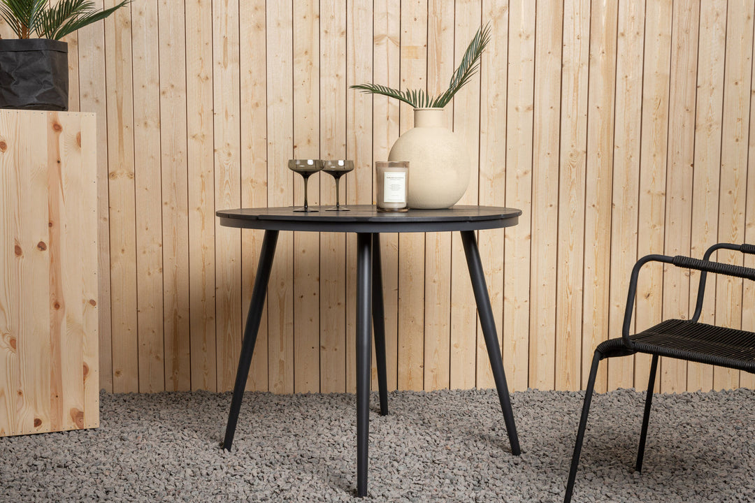 Venture Home Break - Dining Table Round- Black / Black - Alu / Aintwood - 90ø