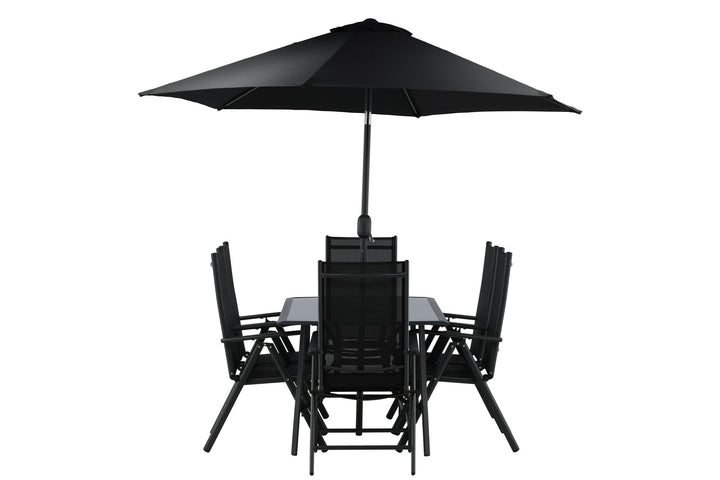Venture Home Brekki - Dining Set inc. Umbrella- Black - Aluminium -c