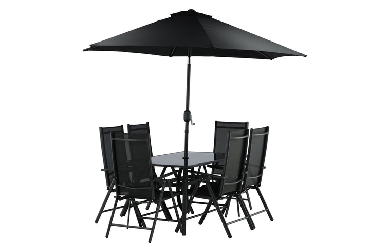 Venture Home Brekki - Dining Set inc. Umbrella- Black - Aluminium -c
