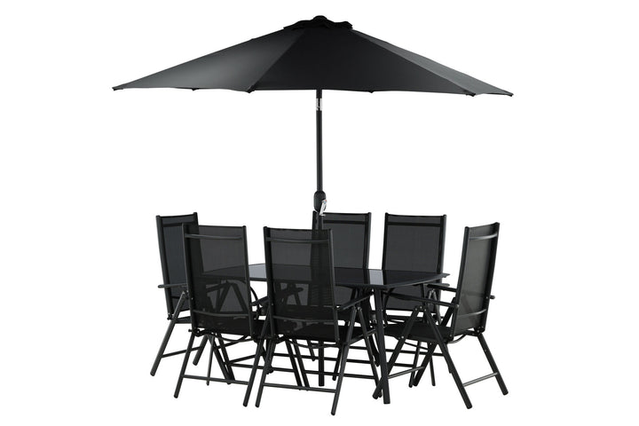 Venture Home Brekki - Dining Set inc. Umbrella- Black - Aluminium -c