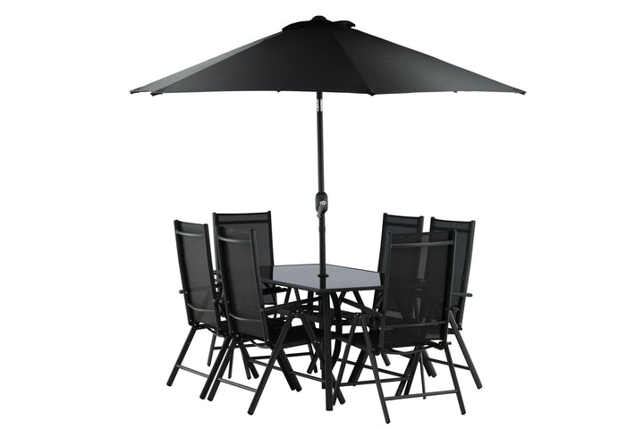Venture Home Brekki - Dining Set inc. Umbrella- Black - Aluminium -c