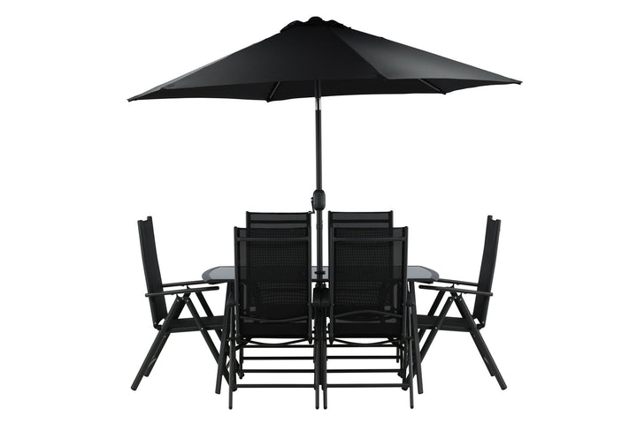 Venture Home Brekki - Dining Set inc. Umbrella- Black - Aluminium -c