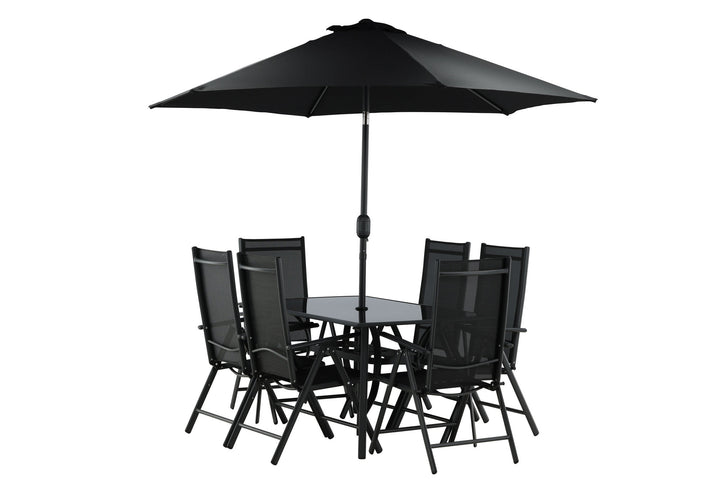 Venture Home Brekki - Dining Set inc. Umbrella- Black - Aluminium -c