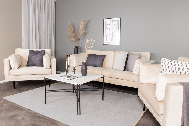 Venture Home Boom - 3 seat sofa Velvet - Creme+Black Legs for Boom Sofa - FULL SET_1