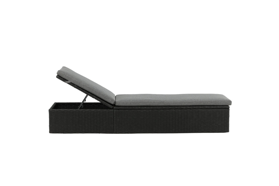 Venture Home Quad - Sun Lounge inc. Cushion- Black - Wicker -