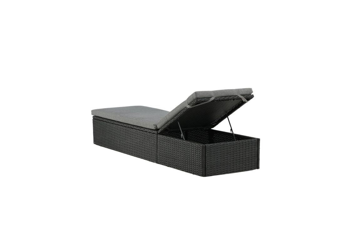 Venture Home Quad - Sun Lounge inc. Cushion- Black - Wicker -