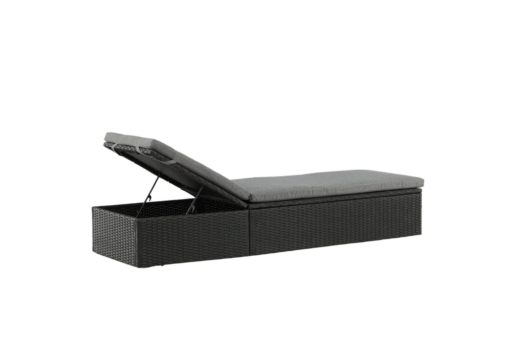 Venture Home Quad - Sun Lounge inc. Cushion- Black - Wicker -