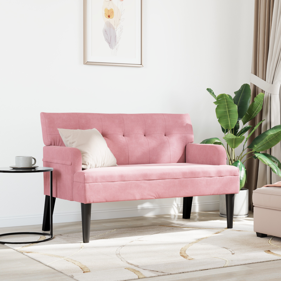 Chesterfield bænk Lyserød 112 x 65,5 x 75 cm Fløjl