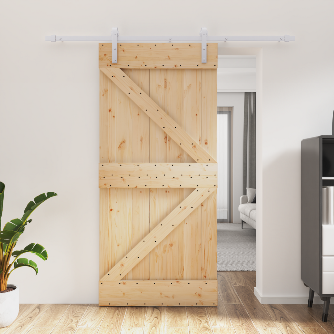 Skydedør Natur og hvid 95 x 210 cm Massivt Fyrretræ