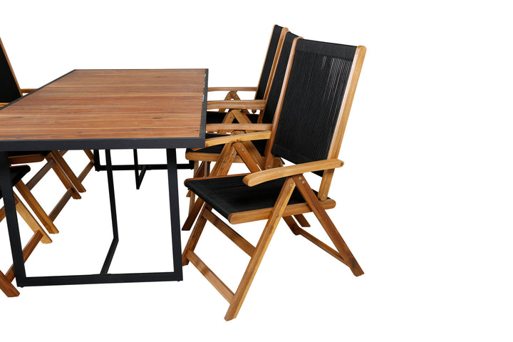 Venture Home Khung Dining Table - Black Steel / Acacia (teklook) - 200*100cm+Little John foldable Chair - Rope / Acacia_6